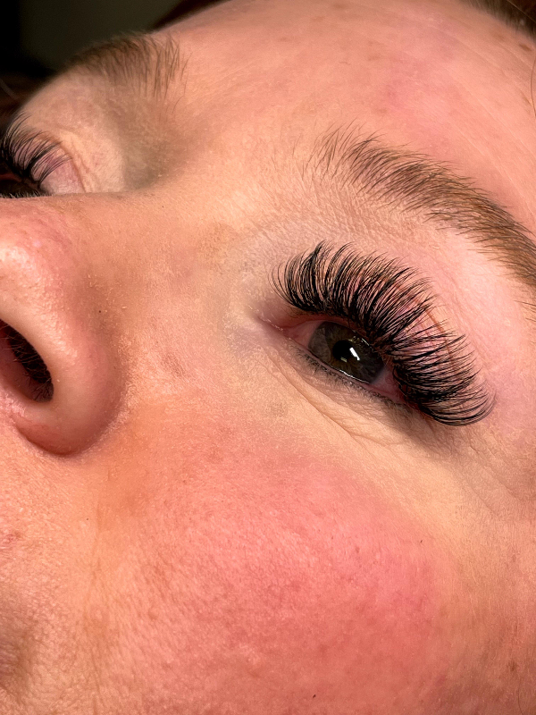 A client’s lashes after their appointment